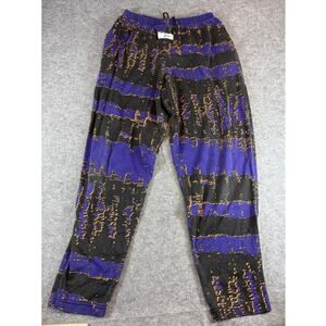 VINTAGE Bob Lanier Zubaz Pants Mens Medium Purple Black Abstract Gym Performance